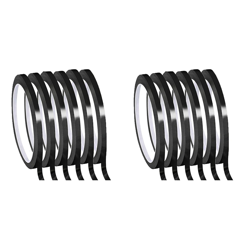 Hot TTKK Whiteboard Pinstripe Tape 12 Rolls 1/8Inch Thin White Board Dry Erase Line Gridding Tape (Black)