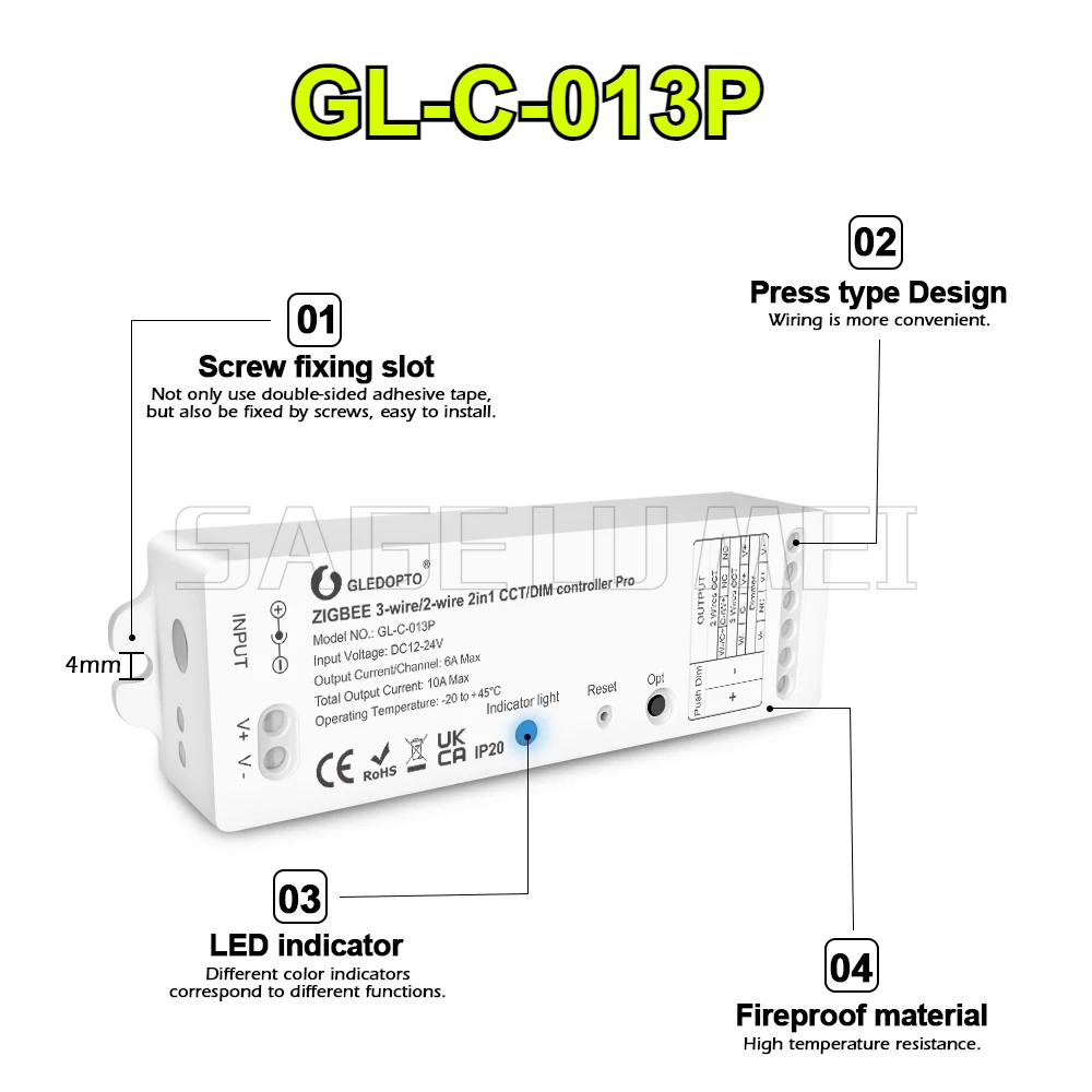 GLEDOPTO LED Strip Light Controller Work with SmartThings 2 Wires CCT/DIM 2in1 ZigBee 3.0 Smart Alexa App Voice Remote Control