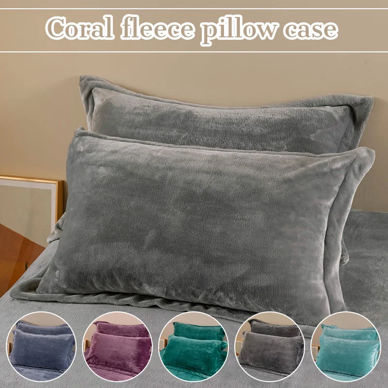 

1/2 Pcs Thicken Soft Flannel Pillow Case 48x74cm Winter Warm Pillowcases Plus Velvet Cushion Cover For Home Decor Throw Pillows