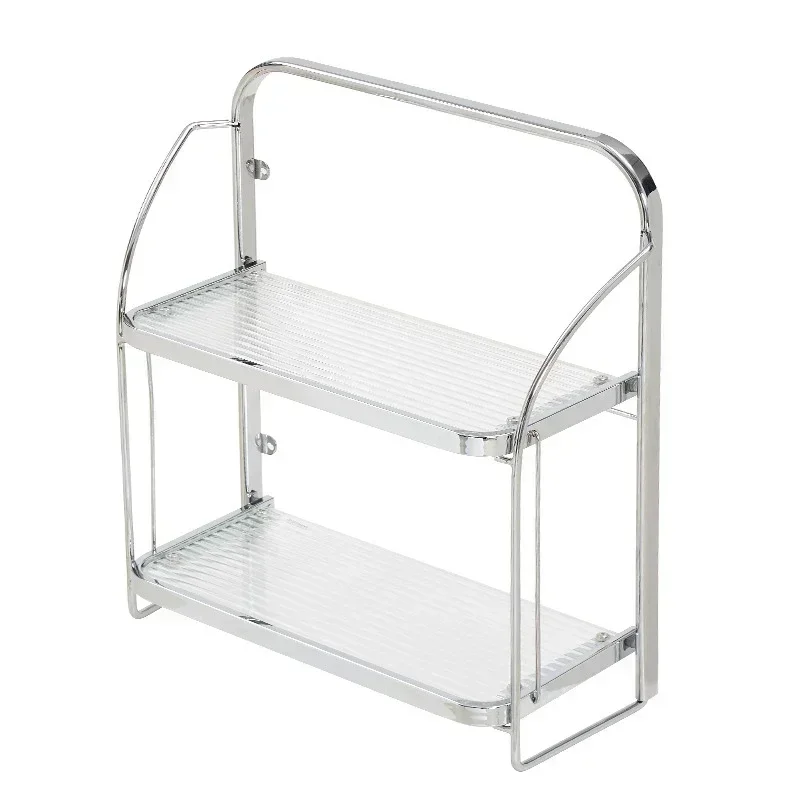 TAO Wall-Mounted Stainless Steel Bathroom Shelf Washstand Super White Glass Wall Hanging Shelf