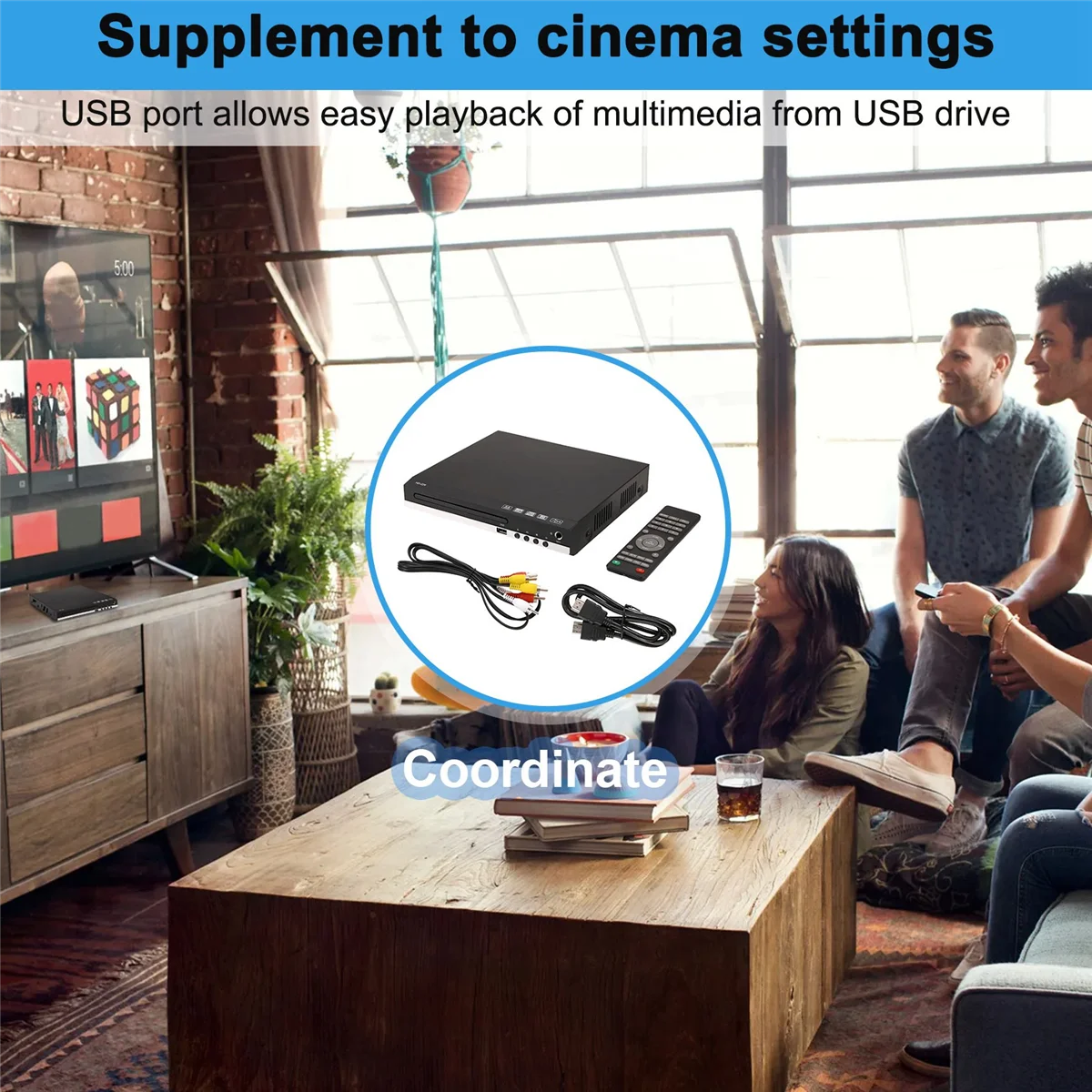 HD 1080p CD/EVD/VCD DVD-плеер Выходы Домашний цифровой медиаплеер с USB и микрофонными портами US PLUG