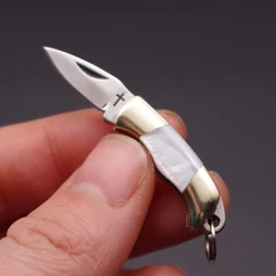 Shell Brass Knife Carry Courier Knife You Can Hang Keychain Mini Folding Knife, Easy To Carry A Good Gift For Friends And Family