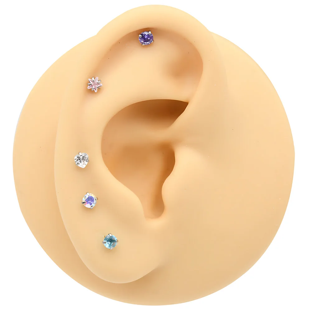 3Pcs Heart Star Round Nose Studs Labret Lip Ring Stainless Steel Nose Piercing Nariz Medusa Piercing Helix Jewelry 0.8x7mm Post