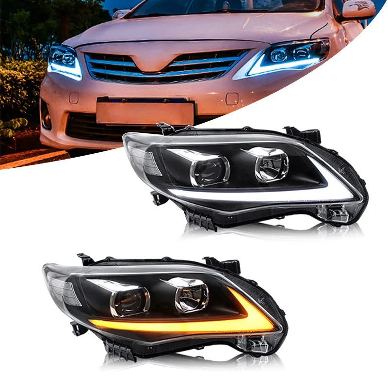 Car Styling for Toyota Corolla LED Headlight 2011-2013 Corolla DRL Turn Signal High Beam Angel Eye Projector Lens