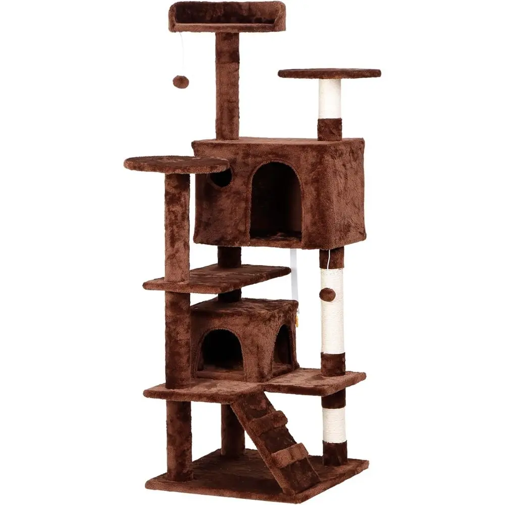 

Многоуровневая 54-дюймовая лежанка-башня для кошек с домиком, игровым домиком и когтеточками