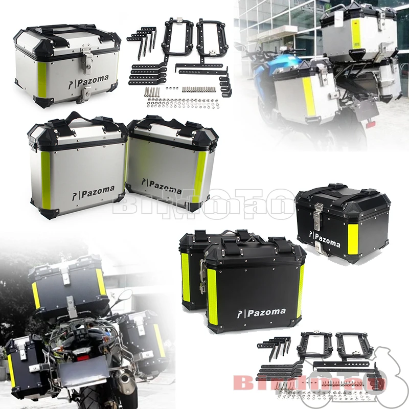 

Aluminum Motor Side Pannier Case 42L Top Case Trunk Box 36L Side Cargo Tail Top Box w/ Quick Release Mount Toolbox Waterproof