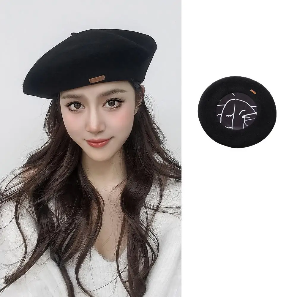 Big Size 60cm Wool Beret Winter Hats For Women Keep Warm Fashion Painter Cap Female Solid Color Boina Casual Large Size Beanie