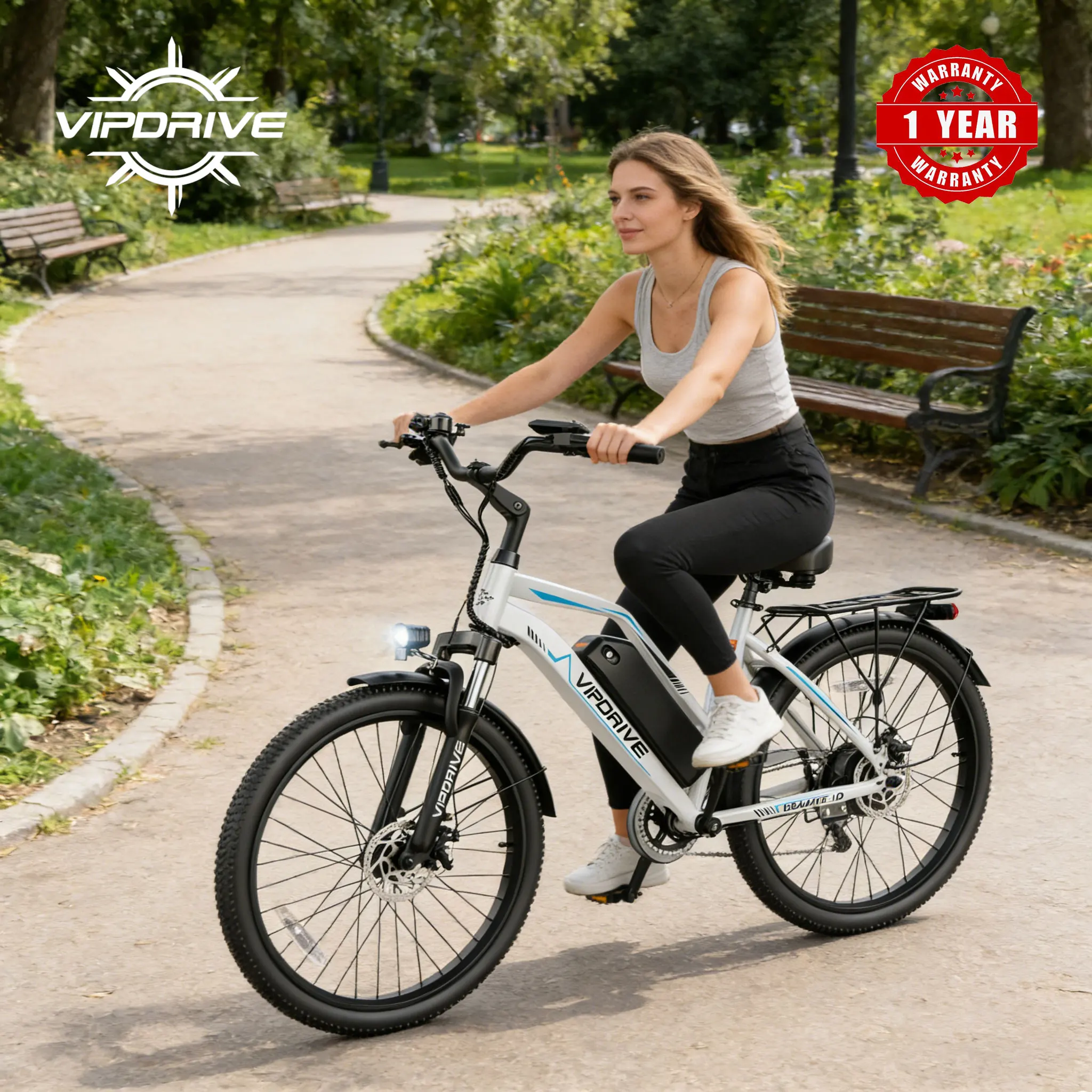 

VIPDRIVE Urbanite 1.2 Adult Electric Bike, 750W Peak Power, 48V 7.8Ah Battery, 26-inch Tire, UL 2849 Certified, 1 Year Warranty