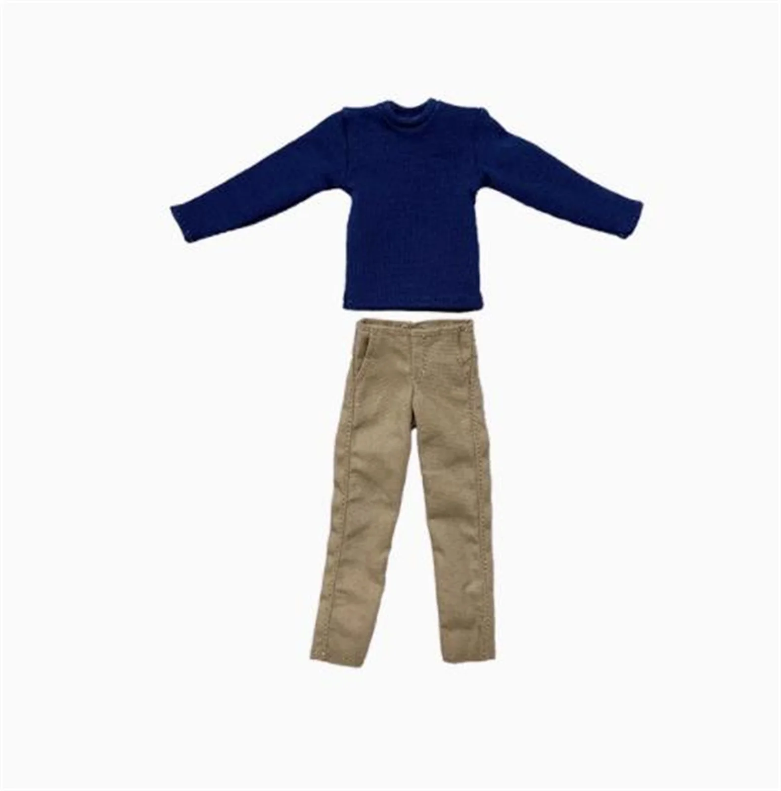 معطف طويل خندق قميص أزرق سروال كاكي 1/12 بدلة مقياس ملابس رجالية عصرية لشخصية جندي ذكر 6 بوصة