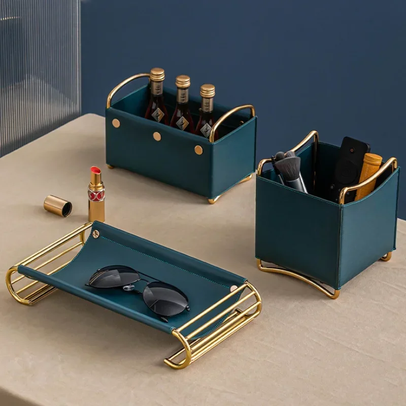 

Luxury leather remote control storage box desktop cosmetics tissue box decoration