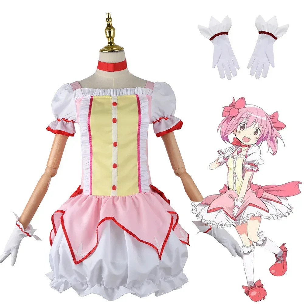 Kaname Madoka Cosplay Puella Magi Madoka Magica Anime Costumes Clothing Wig Uniform Shoes Halloween Clothing Suit Girls Women