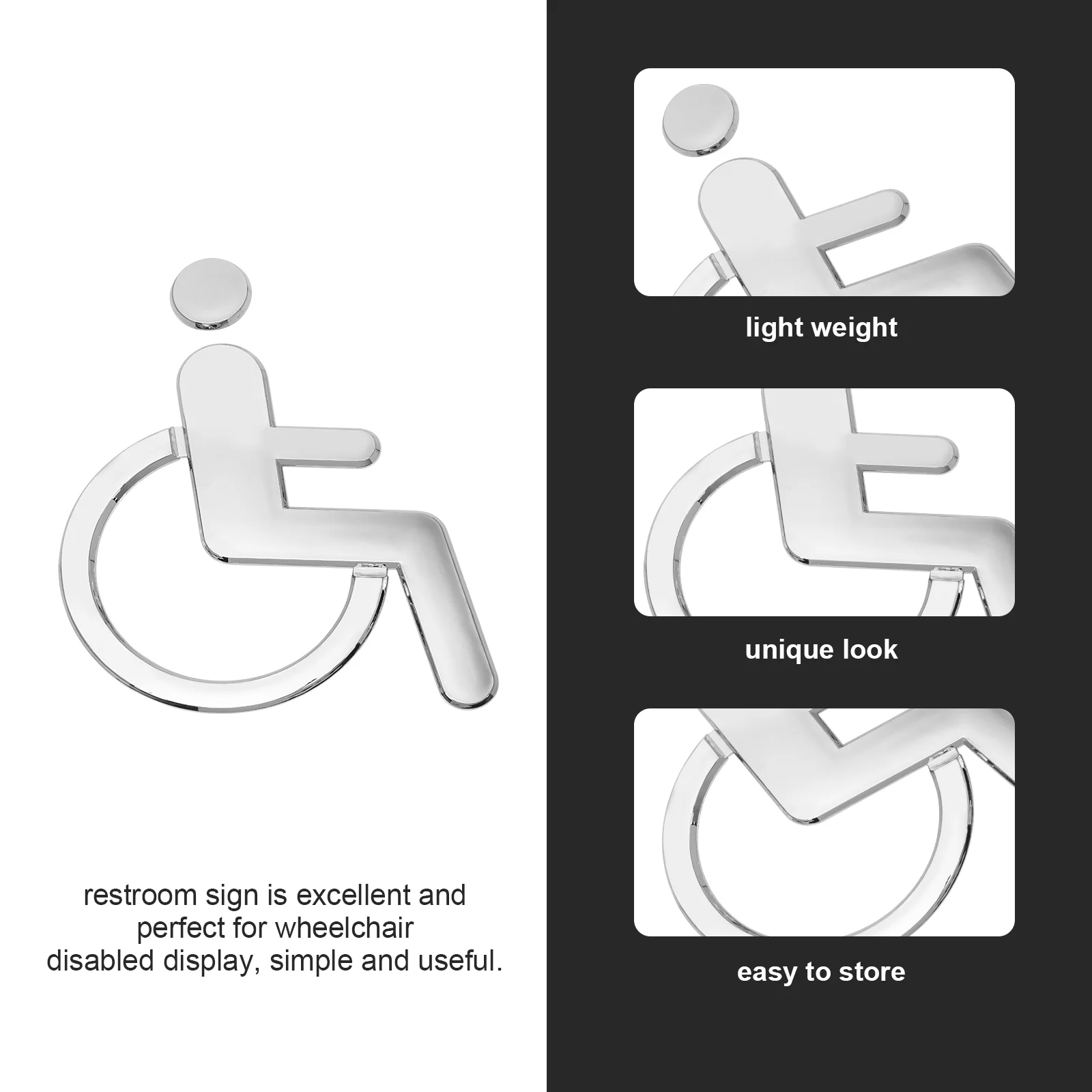 Wheelchair Disabled Toilet Sign ABS Restroom Sign for Disabled People Wheelchair Disabled Restroom Sign