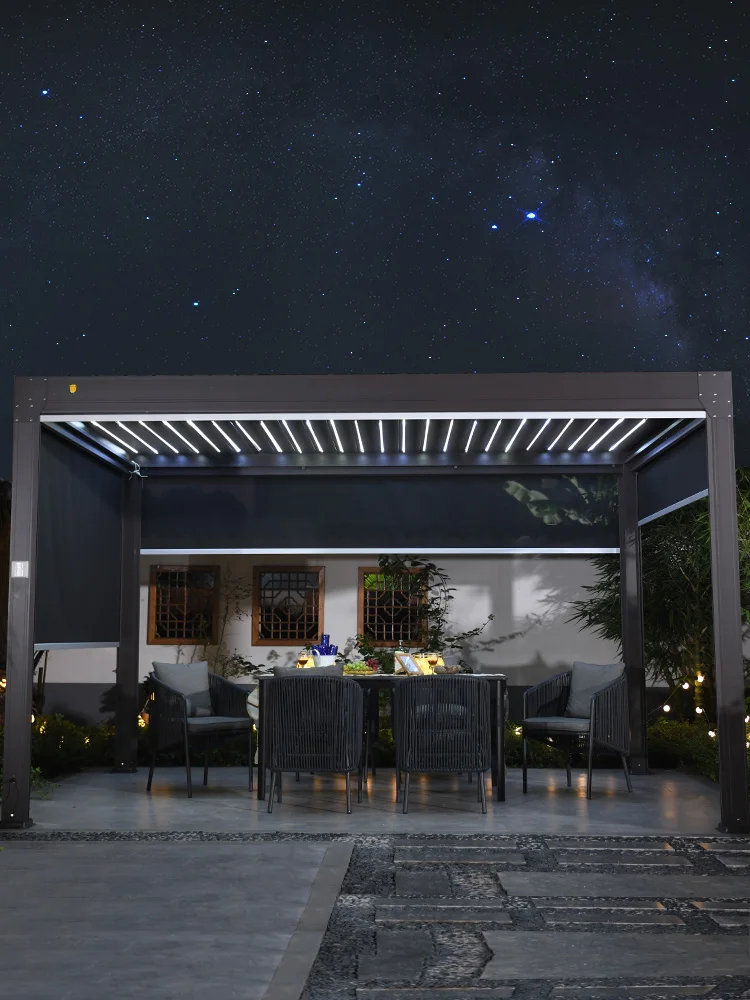 Outdoor courtyard gazebo Outdoor automatic canopy terrace garden electric sun room 3X3M aluminum alloy pavilion pergola