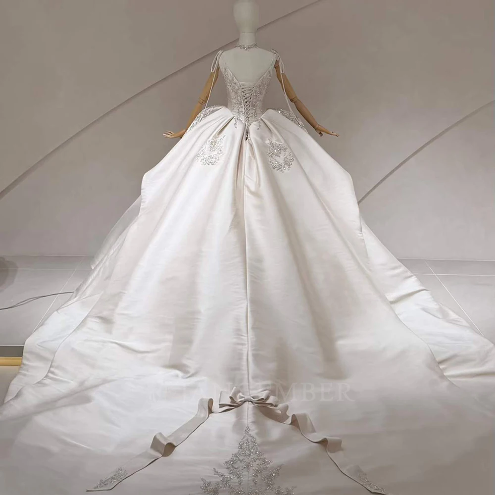 Customized Sleeveless Princess Wedding Dress Ball Gown Bride Dress vestidos de novia Spaghetti Straps Satin Bridal Gowns