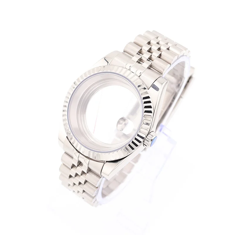 

39MM Silver Datejust Sapphire Crystal Watch Case and Bracelet for NH35 NH36 Seiko Mod Luxury Movement Replacement Parts