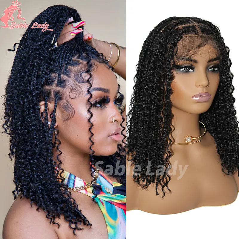 

Box Braided Wigs Synthetic Bohemia Braids Wigs Jumbo Cornrow Box Braided Wig For Black Women Full Lace Wig Bob Braiding Hair Wig