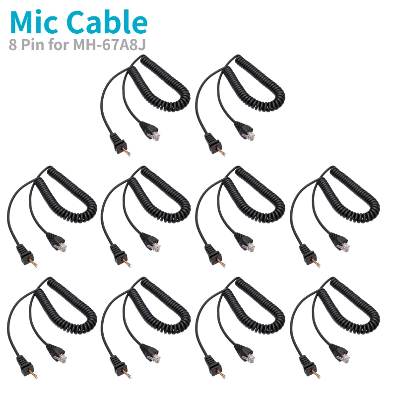 

10pcs Replacement MH-67A8J Speaker Mic Microphone Cable RJ45 8 Pin Cord for Yaesu FT-450 FT-817 FT-857D FT-897D FT-900 FT-2400