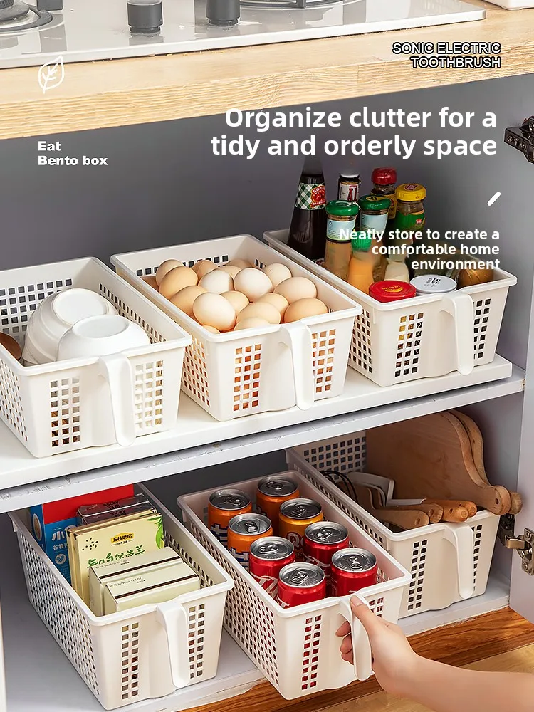

Kitchen Cabinet Multi-Functional Storage Basket Pot Lid Holder Vegetable Fruit Seasoning Storage Box Plastic Organizer
