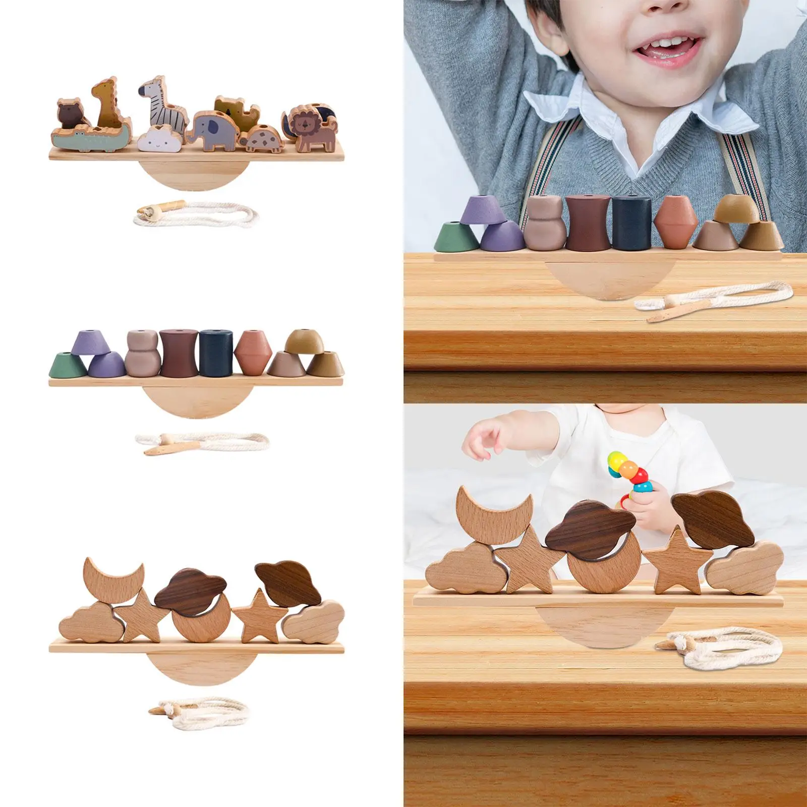 Wooden Balancing Blocks Toys Montessori for Toddlers Preschool Birthday Gifts