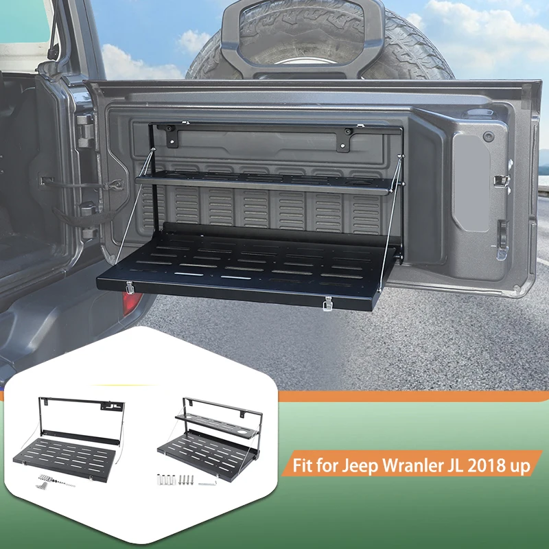 Car Tailgate Storage Bracket Rack Shelf for Jeep Wrangler JL 2018 Up Car Exterior Accessories