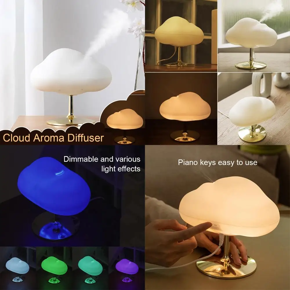 Cloud Air Humidifier น้ํามันหอมระเหยกลิ่นหอม Essential Oil Diffuser สีอบอุ่น Night Light