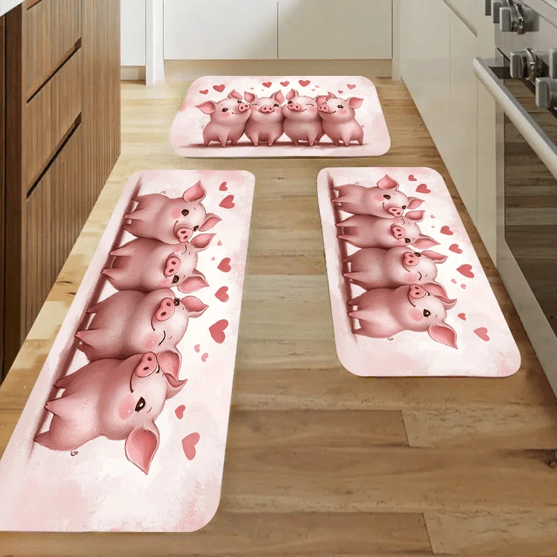 

Pink Kawaii Cartoon Pig Design Bathroom Anti-silp Doormat Suitable for Livingroom Decorative Accessories Pad Kitchen Bedroom Rug