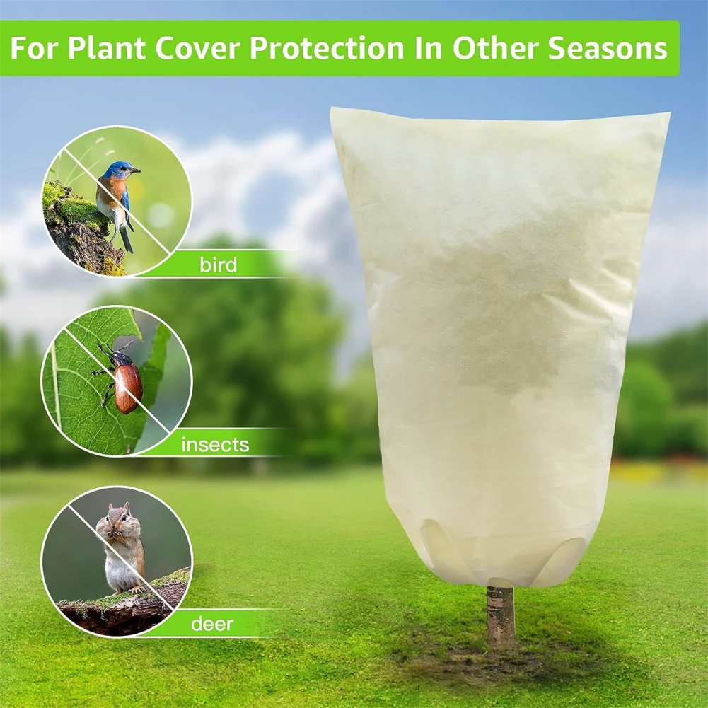 

Plant Covers Freeze Protection Drawstring Design PVC Non-woven Fabric Winter Cold Weather Frost BlanketsShrub For OutdoorPlants