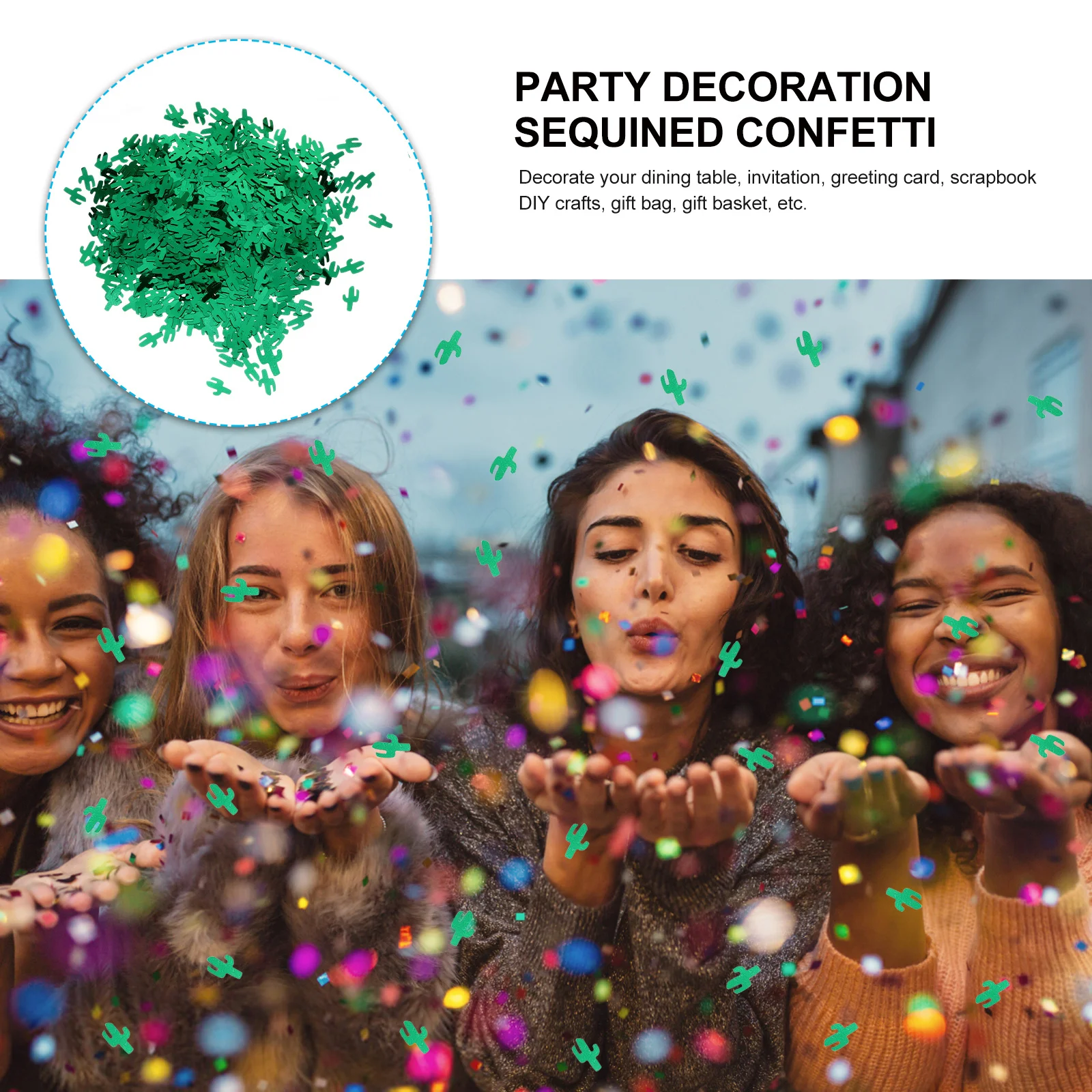 

1 Pack Cactus Confetti Decorative Sequins For Party Table Festival Decoration Hawaiian Theme Diy Craft Room Office Gift Bag