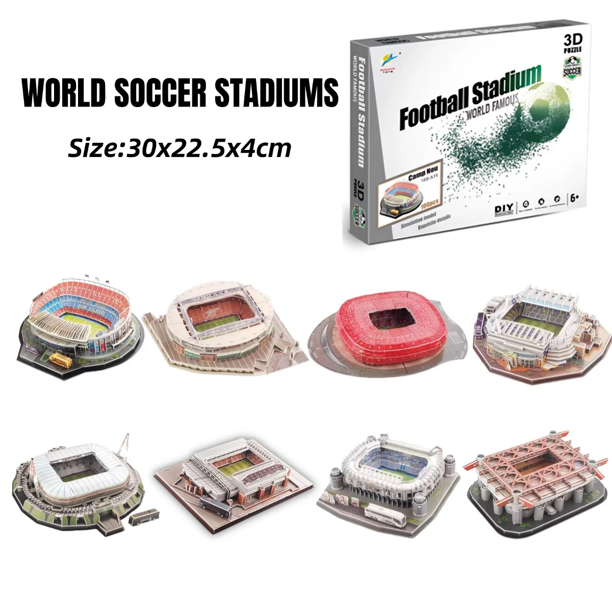 Miniatuur voetbalveld 3D DIY-puzzel Wereldberoemde stadionmodellen Voetbalspel Randapparatuur Speelgoed Fans Verjaardag Speelgoed Geschenken