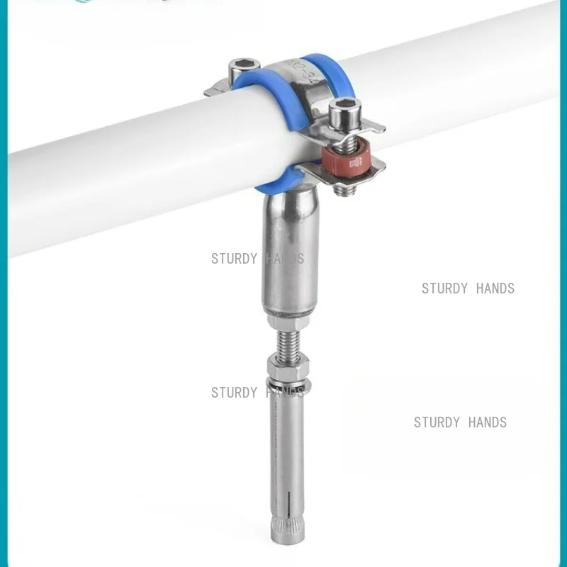 304 stainless steel pipe clamp gas PVC drainage pipe fixing clamp ceiling pipe bracket clamp