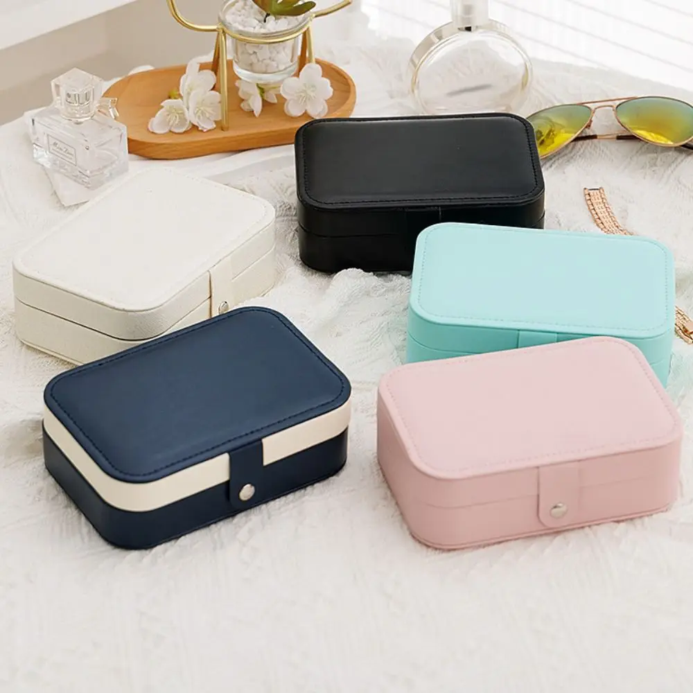 

PU Solid Color Jewelry Box Solid Color Jewelry Display Necklace Ring Case Container Jewelry Case Earring Organizer Women