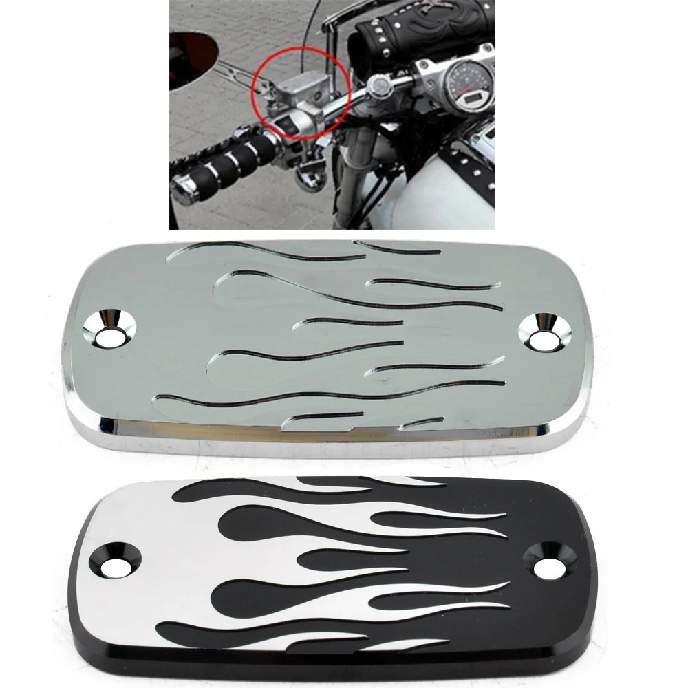 

Flame Style Aluminum Motorcycle Brake Fluid Reservoir Cap Protective Cover For Honda Shadow 600 750 1100 1991-2012