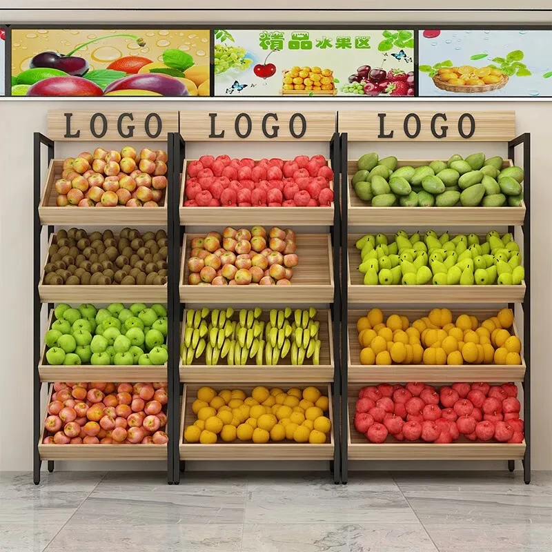 custom.Commercial Multifunctional Supermarket Rack Iron Display Shelves Fruits Vegetables Snacks Etc.