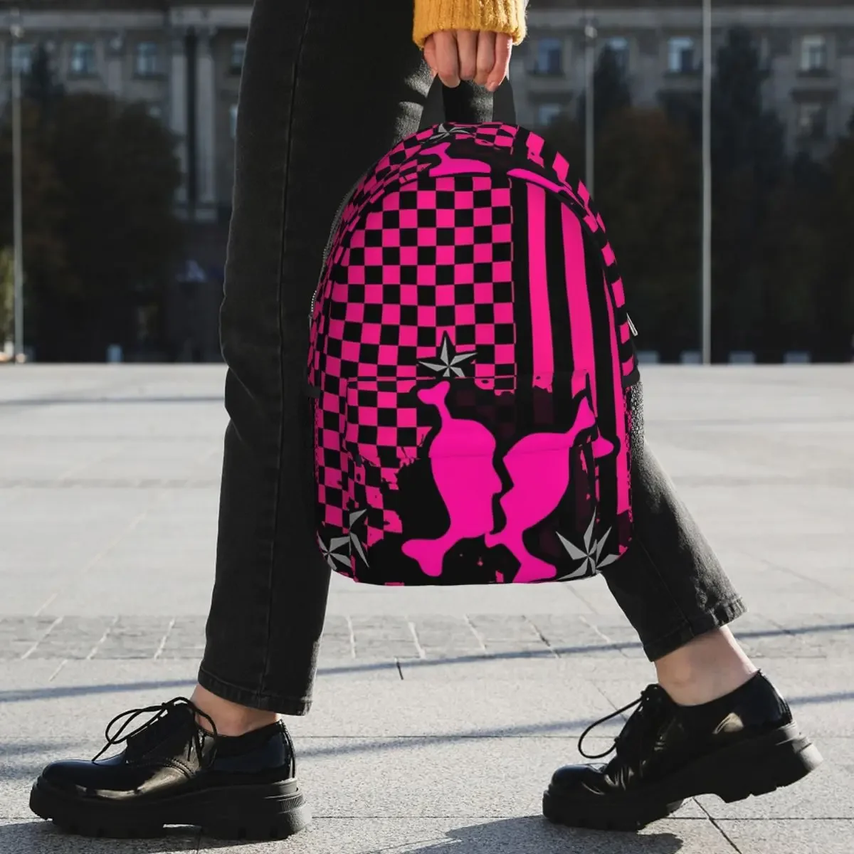 Punky Pink Emo Plecaki Chłopcy Dziewczęta Bookbag Casual Studenci Torby szkolne Plecak podróżny Torba na ramię o dużej pojemności