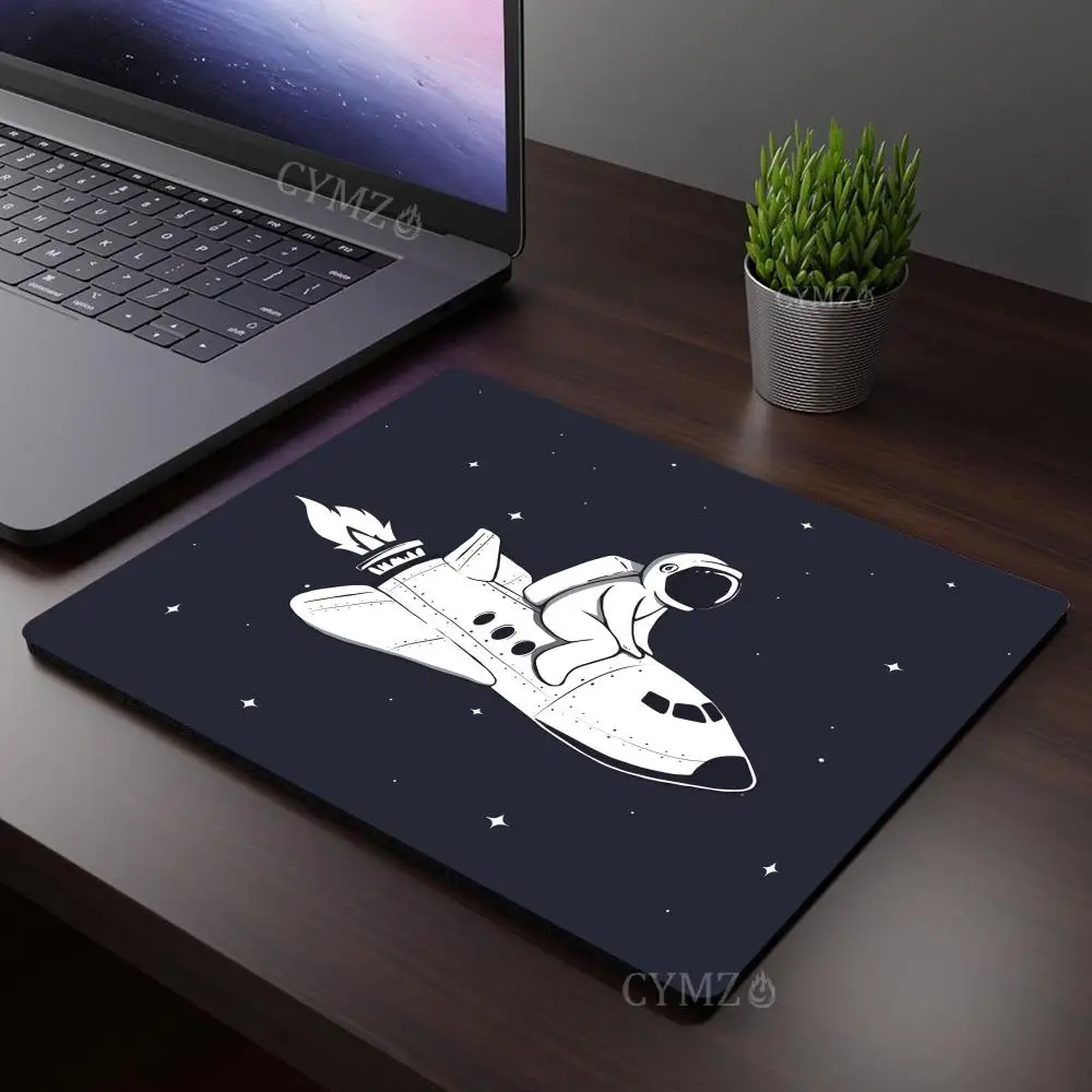 Black and white cartoon astronaut illustration small Mouse Pad Desk Mat Non-Slip PC accessories Laptop mousepad office mat
