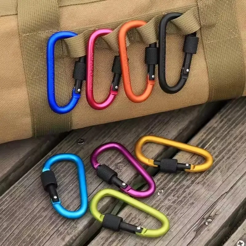 حلقة تسلق كليب مع بوابة المسمار 4 قطعة Carabiners المشي لمسافات طويلة كليب مع 7.5 مللي متر قطر قضيب ألومنيوم EDC معدات التخييم في الهواء الطلق هوك