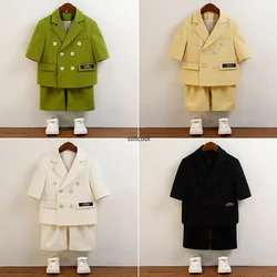 Suit for Boys Summer New Handsome Casual Kids Birthday Blazer Set 2 To 12 Years Children School Group Piano Performance Costumes