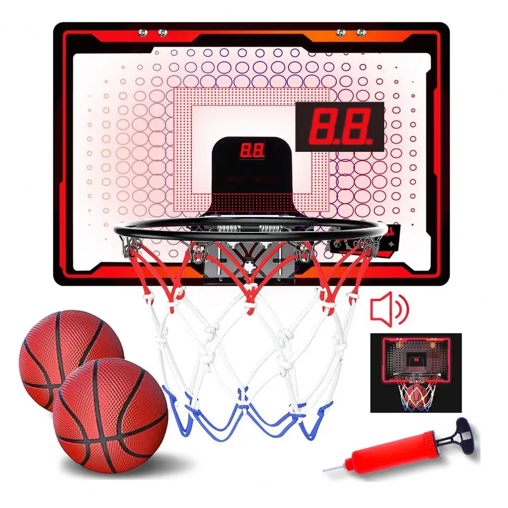 

Indoor Basketball Hoop with Led Led Indoor Basketball Hoop Set for Boys Wall Mounted Mini Hoop with 2 Balls for Kids for Door