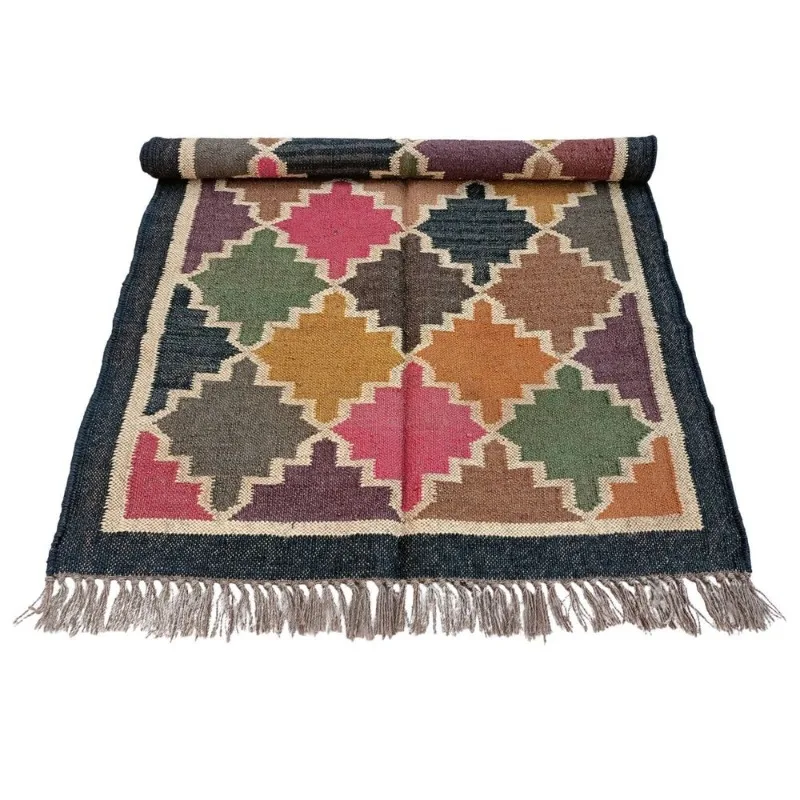 Rug Kilim Jute Wool Flat Woven Traditional Oriental Floor Rug Bedroom Area Rug