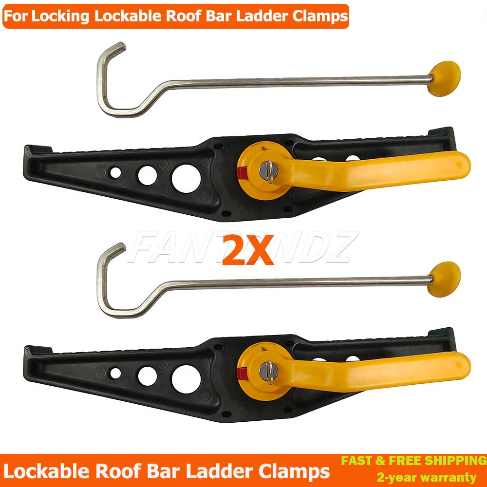 1 Pair Ladder Clamps Locking Adjustable For Lockable Roof Bar