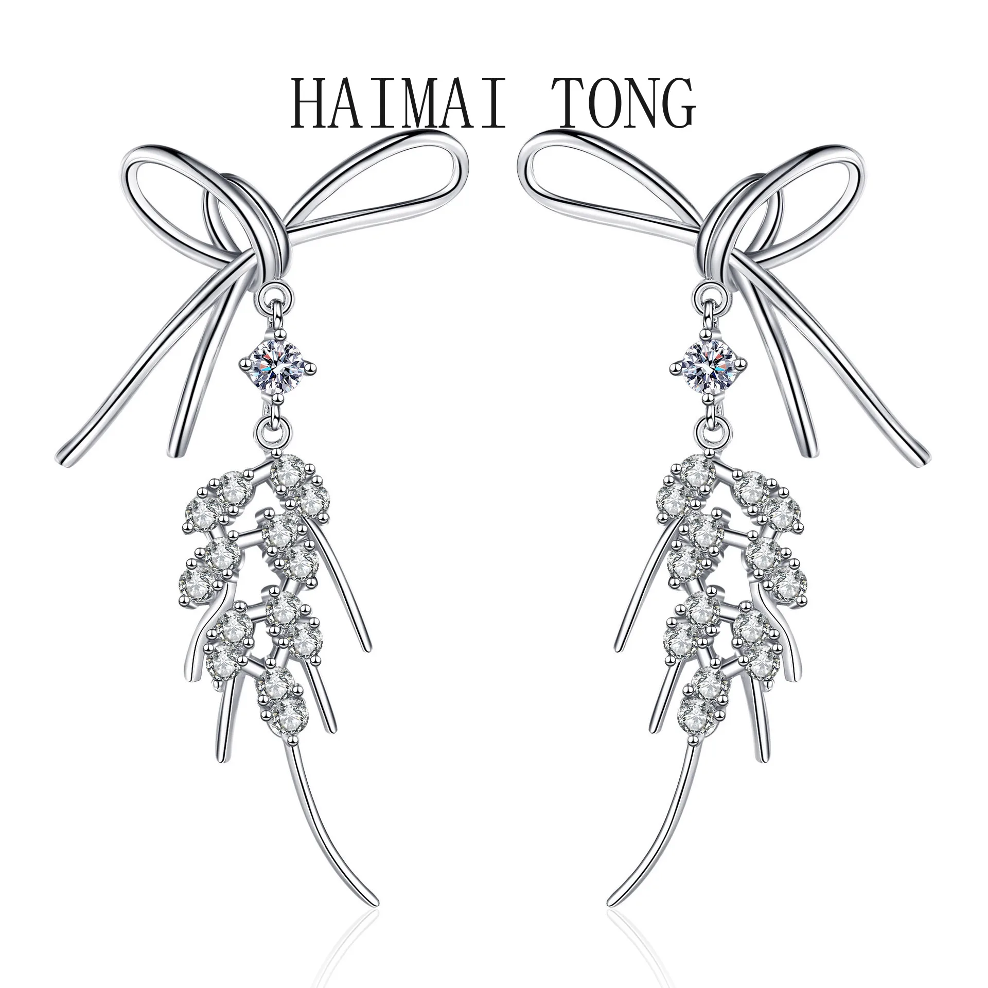 

HAIMAITONG Earring ，Women's Moissanite Butterfly Knot Earrings, Pt950 Platinum Ear Jewelry
