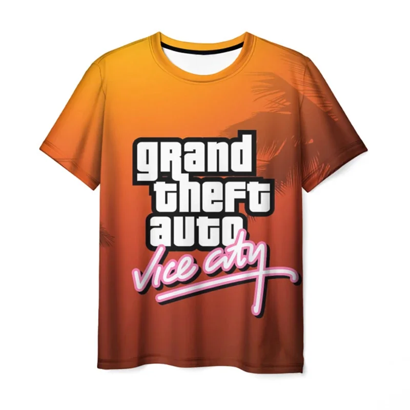 Game GTA T-Shirts Grand Theft Auto Vice City 3D Printed Men Women Fashion Oversized Short Sleeve T Shirt Kids Tees Tops Clothing