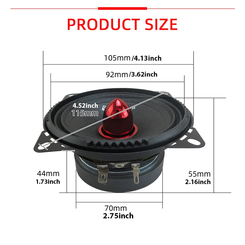 2pcs 4inch Midrange Speakers 400W Hi-Fi Sound Quality for Car Door, DVD Player Music Player Home Theater Speakers Audio System
