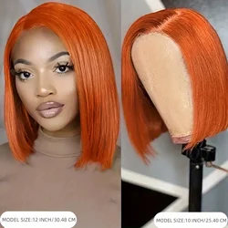 Orange Bob Wig Human Hair Straight Short Bob Lace Wig For Women Brazilian Preplucked Human Hair Wigs On Sale Clearance wigs