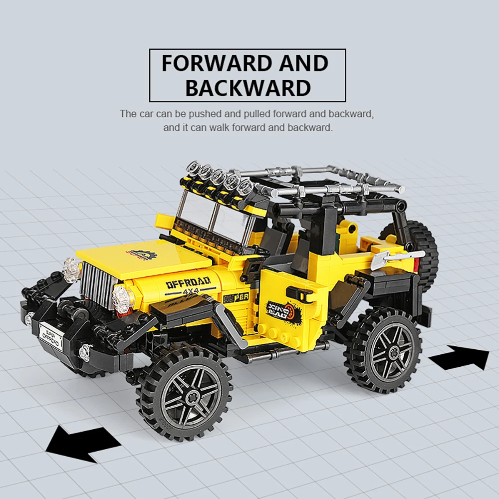 

New 610pcs Creative MOC Super Car Model Building Blocks Offroad Jeep Technicalal Terrain Vehicle Car Racer Educational Toys Gift