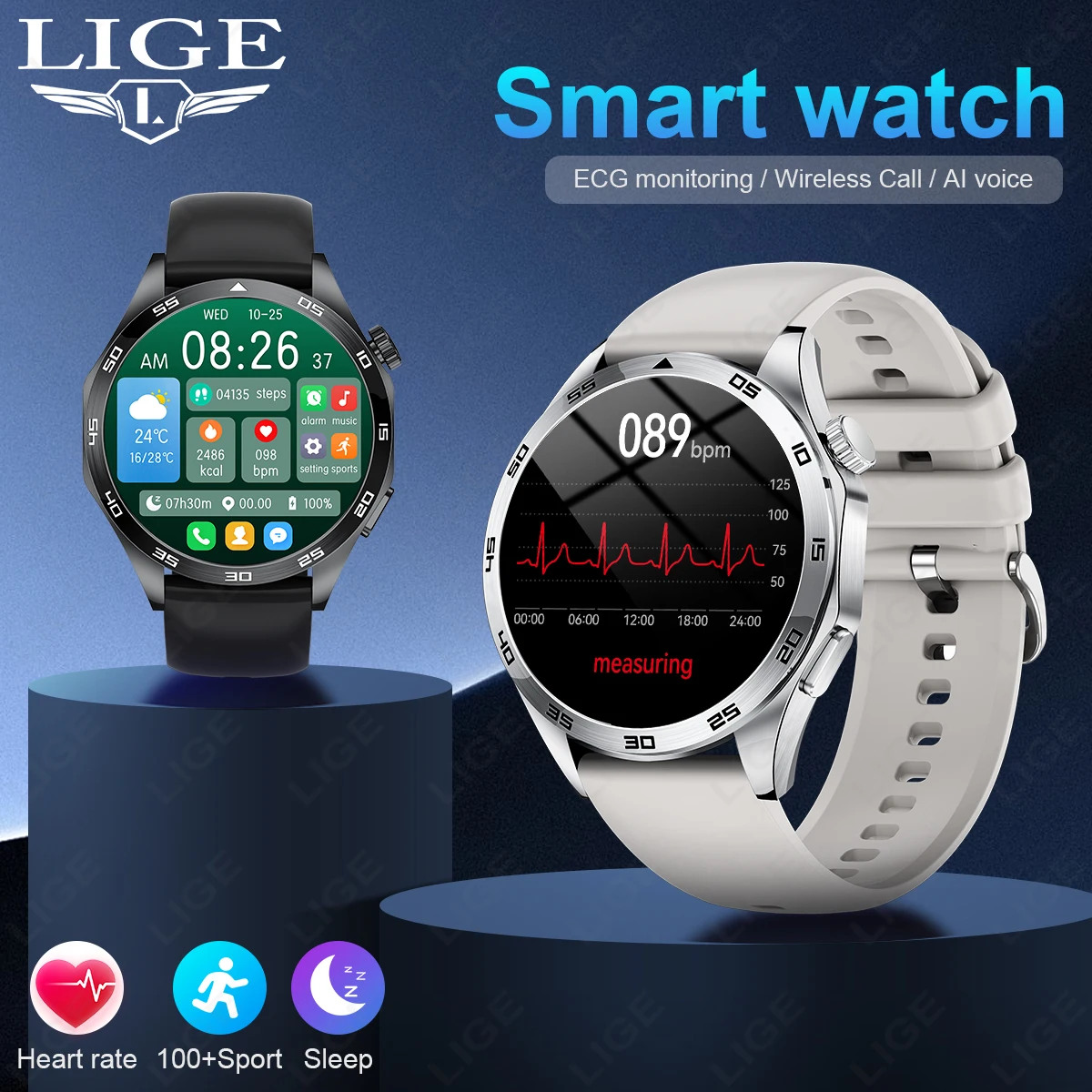 

Смарт-часы 2026 года: хит продаж, фитнес-трекер, мониторинг здоровья, уведомления о звонках, воспроизведение музыки, водонепроницаемость, для мужчин