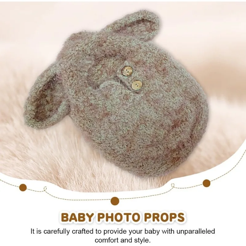 مجموعة دعامة التصوير الفوتوغرافي لحديثي الولادة - قبعة ملفوفة من الصوف الناعم لمجلسات صور الأطفال، زي كامل لالتقاط الصور لحديثي الولادة