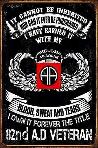 Forever The Title 82nd Airborne Division Veteran 8 inch X 12 inch Military Sign Military Fan Sign Memorial Sign Home Man Cave De