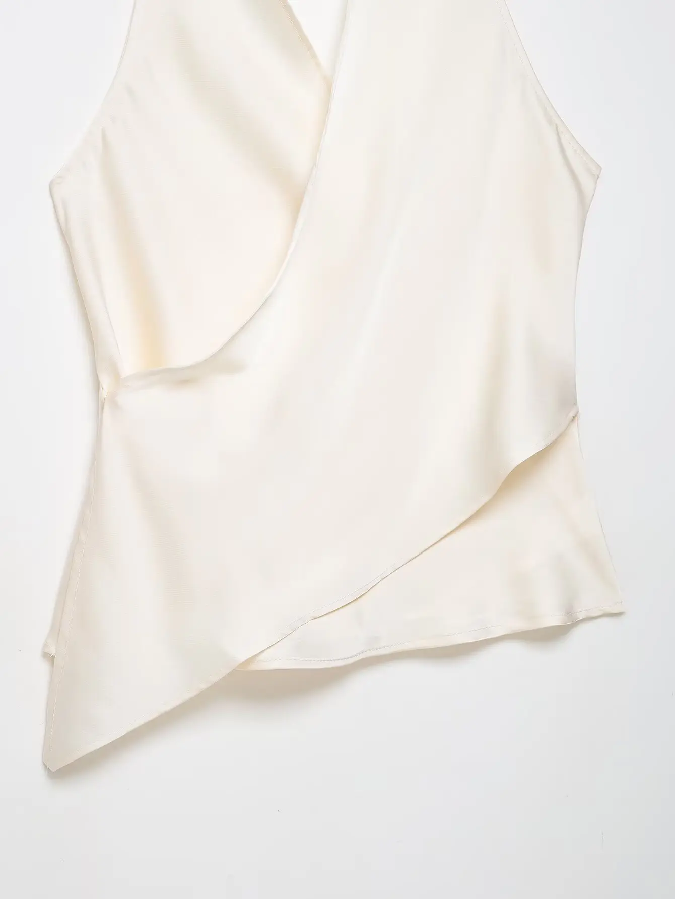 HH Damen Sommer Satin Neckholder-Top Damen Wickel-Bluse mit V-Ausschnitt und Rückenbindung Asymmetrische Bluse Niedliche Alltags- Urlaubs- und Geschäftskleidung – Detail 24