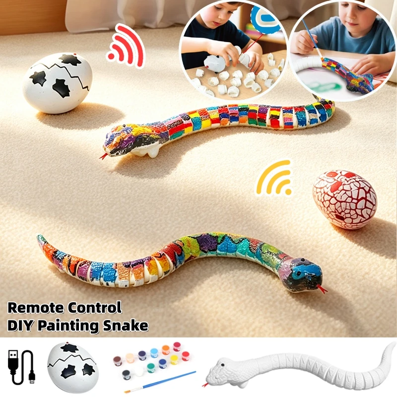 DIY Painting Remote Control Snake Dual Mode Sensor Electric Simulation Animal Color Draw Doodle RC Snake Toy for Kids Xmas Gifts